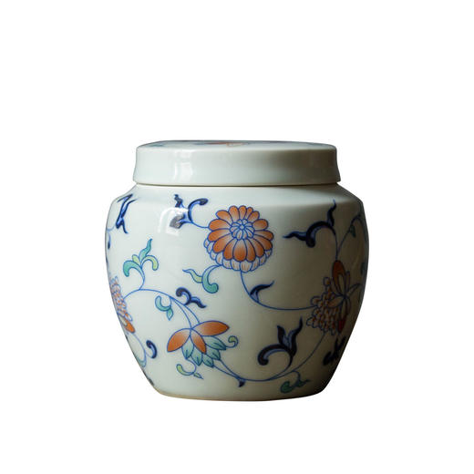 茶香记 草木灰 五彩缠枝小茶罐 古典秀雅 圆润小巧 平价实用 醒茶罐 商品图4