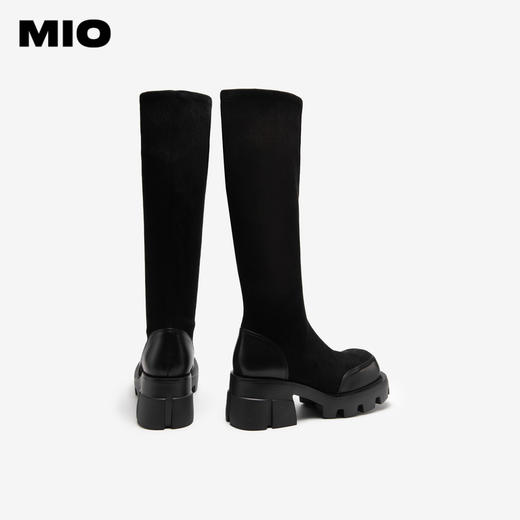MIO米奥冬季圆头套筒弹力长靴潮流个性显高厚底休闲袜靴女靴M235830217 商品图4