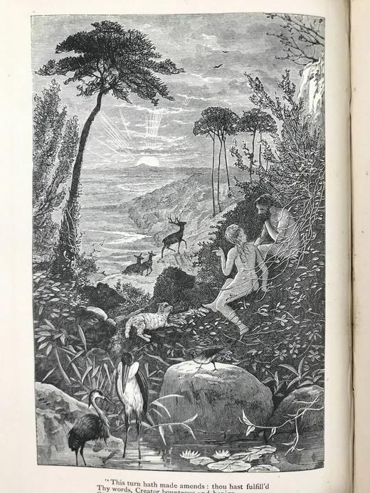 约19世纪后期 弥尔顿诗集 9幅插图 漆布精装32开 商品图9