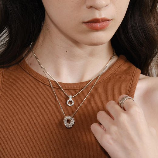 INBB0304 环环相扣双环双层项链个性叠戴时尚项链男女情侣｜ INCH EDITION 时光不惑系列 商品图5