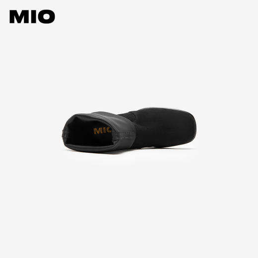 MIO米奥冬季方头高跟长筒靴复古简约弹力袜靴时髦个性女靴M235801936 商品图2