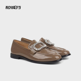 和诚行 2023秋冬新款气质方扣水钻单鞋女士时尚百搭乐福鞋1580023