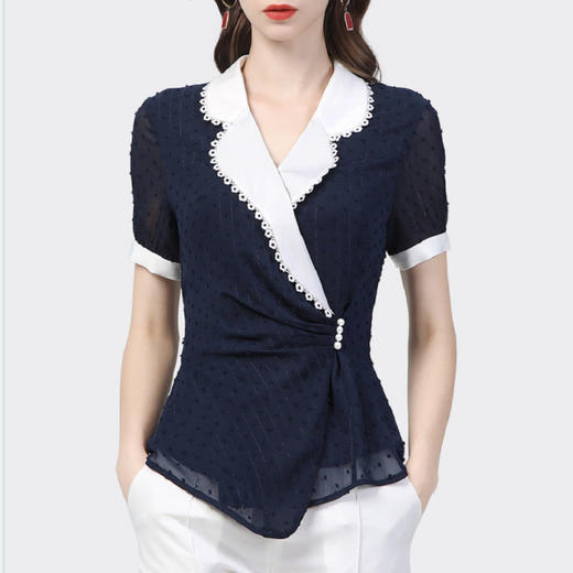 A衬衫女夏季短袖开衫设计感高档次职业上衣显瘦百搭遮肉新款 商品图0