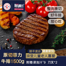 联豪原切菲力牛排原切1500g整条切割新鲜牛排儿童宝宝放心吃生鲜牛肉