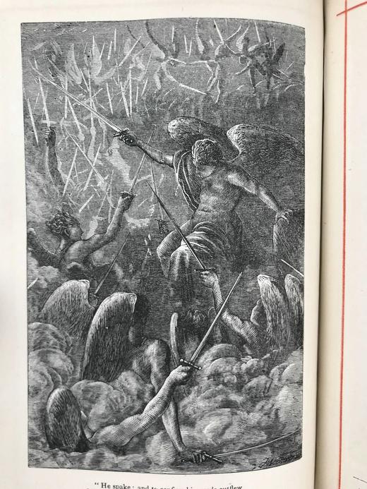 约19世纪后期 弥尔顿诗集 9幅插图 漆布精装32开 商品图7