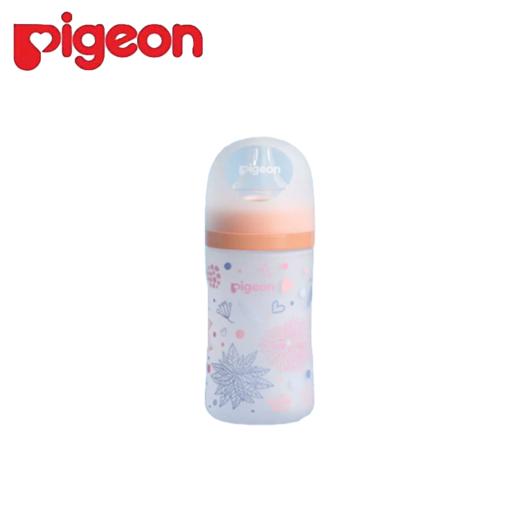 贝亲自然实感Ⅲ硅橡胶护层宽口径彩绘玻璃奶瓶240ml（L号奶嘴）-似锦繁花 商品图0