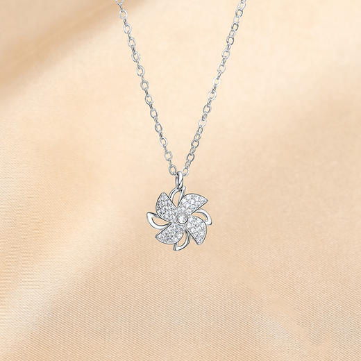 【STERLING SILVERNECKLACE纯银可旋转风车项链】简约气质女网红韩国S925通体纯银2021年新款潮项饰，可旋转风车外观，敏感肌可佩戴 商品图5