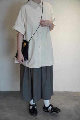 apuntob 米色宽松长款衬衫