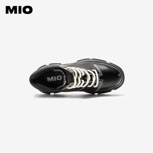 MIO米奥冬季纯色高跟厚底靴子时髦酷飒系带机能马丁靴女靴M235614239 商品图2