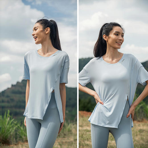 【凉感面料】宽松显瘦 开叉运动短袖上衣罩衫 商品图1