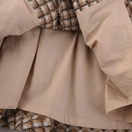 棉果果秋季新品女童薄毛呢网格气质翻领风衣M322100423428 商品图3