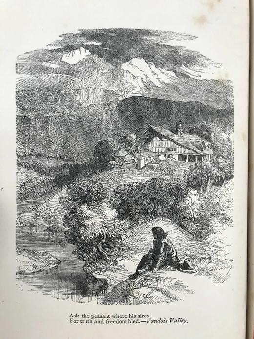 约19世纪后期 赫曼斯夫人诗集 8幅插图 漆布精装32开 商品图11