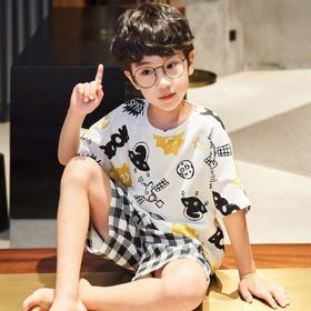 男童睡衣春夏季薄款纯棉儿童卡通可爱短袖小男孩中大童家居服套装