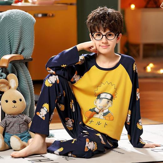 男童睡衣儿童春秋季长袖纯棉薄款中大童13男孩卡通秋冬家居服套装 商品图0
