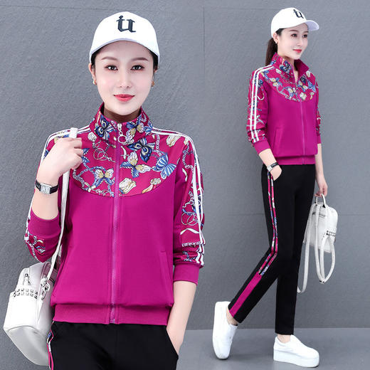 秋季新款，立领小个子春秋运动服运动套装女秋冬长袖休闲两件套QB-THF9909 商品图3