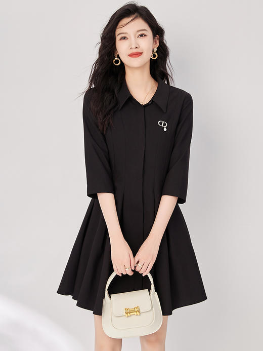 通勤简约，秋季日系翻领显瘦收腰连衣裙WLZD-2318306 商品图0