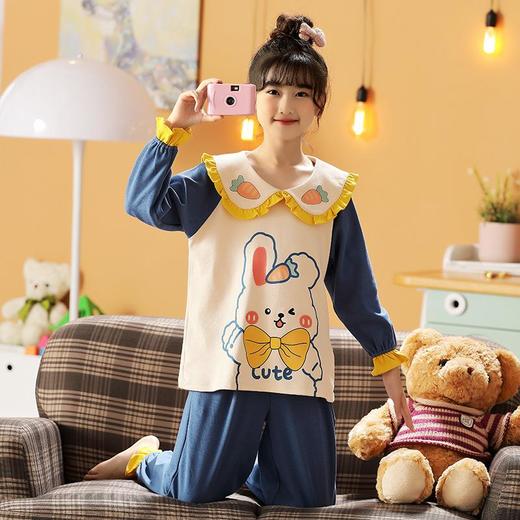 儿童睡衣新款女童春秋纯棉长袖薄款套装小女孩公主洋气大童家居服 商品图3