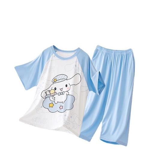 儿童莫代尔睡衣夏季女童短袖七分裤薄款套装公主女孩中大童家居服 商品图4