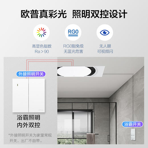 欧普（OPPLE）柔风抱抱暖风暖浴霸集成吊顶卫生间暖风机换排气扇浴室灯F188 商品图3