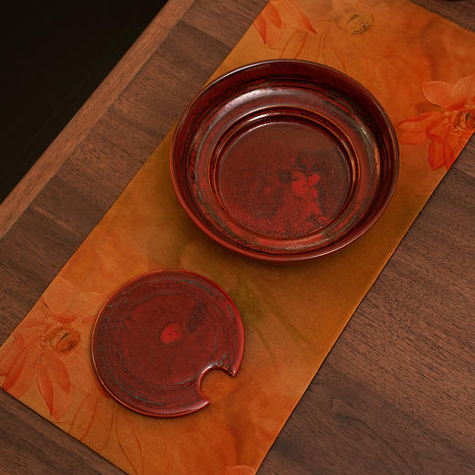 【小盟壶承】【红柚子】陶瓷干泡台 直径19cm 高5.4cm 商品图1