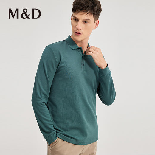 MD名盾男士翻领长袖POLO衫商务休闲秋季新款修身桑蚕丝混纺打底衣 商品图2