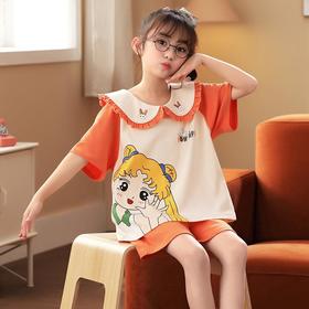 女童睡衣夏季新款短袖纯棉可爱女孩超萌公主娃娃领宝宝夏天家居服