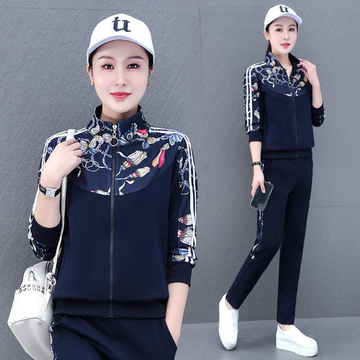 秋季新款，立领小个子春秋运动服运动套装女秋冬长袖休闲两件套QB-THF9909 商品图2