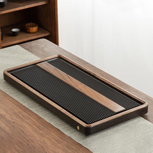 初心茶盘电胶木家用茶盘 胡桃木电木整块电胶木高档茶盘简约办公干泡茶盘 商品图3