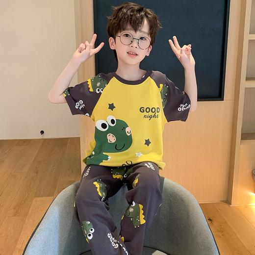 儿童睡衣男孩薄款男童纯棉夏季短袖长裤中大童小孩全棉家居服套装 商品图3