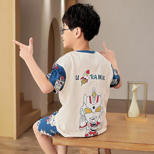 儿童睡衣男童夏季纯棉短袖卡通中大童男孩宝宝家居服夏天薄款套装 商品图2