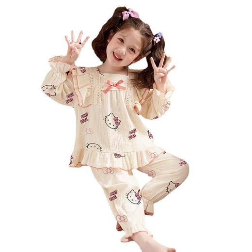 亲子睡衣女童春秋季长袖纯棉薄款卡通儿童棉纱女孩中大童母女套装 商品图4