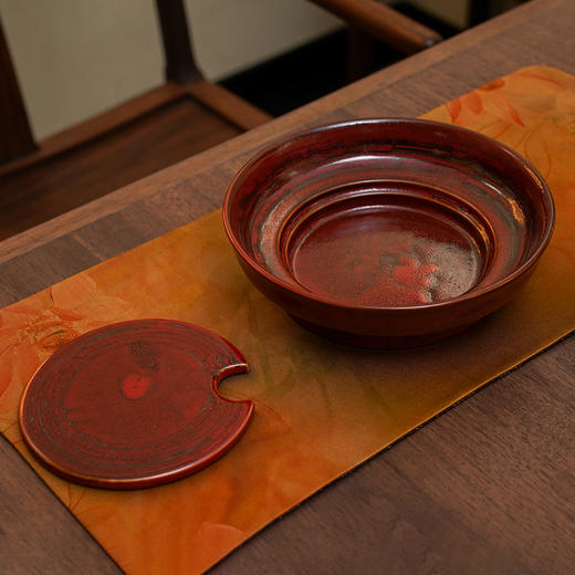 【小盟壶承】【红柚子】陶瓷干泡台 直径19cm 高5.4cm 商品图10