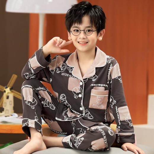 男童睡衣长袖纯棉套装中大童开衫卡通可爱大男孩家居服秋季中学生 商品图0