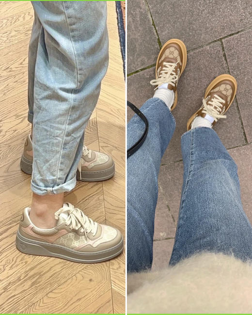 7折 G家 情侣款 在售款GG复古圆头运动鞋 2色 QZ063 商品图0