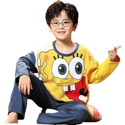 2022年新款男童睡衣春秋季薄款纯棉长袖男孩中大童卡通儿童家居服 商品图4
