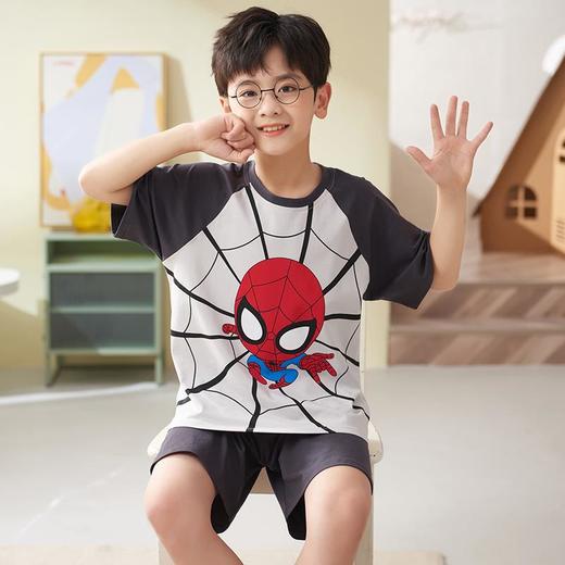莫代尔儿童睡衣夏季薄款男童家居服套装大童夏天小男孩短袖空调服 商品图2