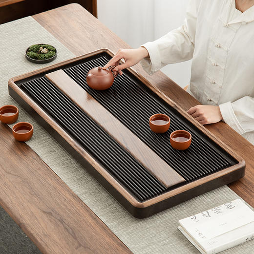 初心茶盘电胶木家用茶盘 胡桃木电木整块电胶木高档茶盘简约办公干泡茶盘 商品图6