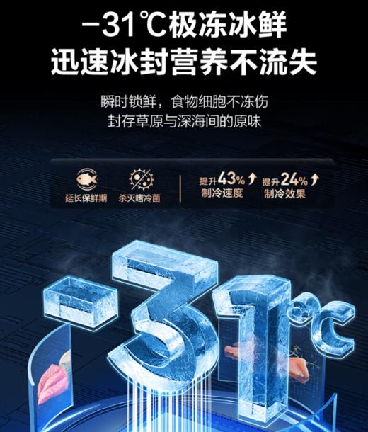 海信璀璨冰箱503L十字对开真空璀璨超薄嵌入零嵌全嵌全空间离子除菌净味AI智能管理BCD-503WTDGVBPIVC2 商品图5