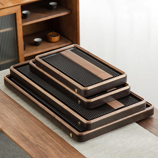 初心茶盘电胶木家用茶盘 胡桃木电木整块电胶木高档茶盘简约办公干泡茶盘 商品图0