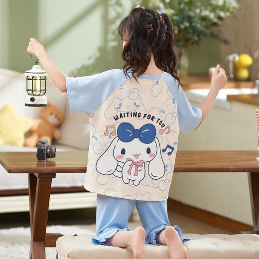 儿童睡衣夏季纯棉短袖薄款套装女童女孩卡通七分裤夏天洋气家居服 商品图2