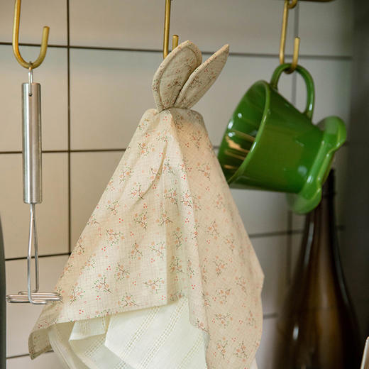 碎花兔耳朵手帕挂式擦手巾可爱全棉擦手布 商品图1
