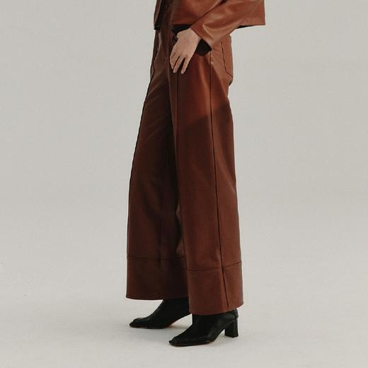 LIYIHAN 直筒分割阔腿皮裤 Y233K01616 商品图2