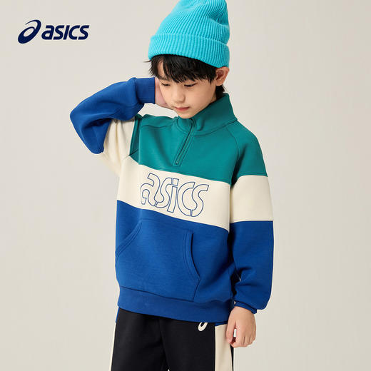 ASICS/亚瑟士童装23年秋季新款男童运动休闲个性插肩长袖卫衣T恤 商品图2