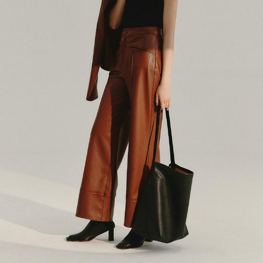 LIYIHAN 直筒分割阔腿皮裤 Y233K01616 商品图1