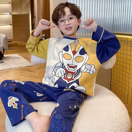 男童睡衣儿童春秋长袖薄款纯棉卡通套装12岁中大童男孩新款家居服 商品图1
