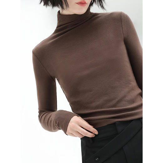 COCOBELLA质感PU标高领针织衫baby触感肌底衣超弹大码打底衫TS129 商品图3