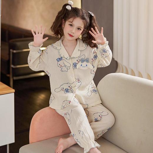 亲子睡衣女童春秋季长袖纯棉薄款卡通儿童棉纱女孩中大童母女套装 商品图1