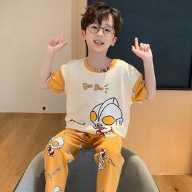 儿童睡衣男孩薄款男童纯棉夏季短袖长裤中大童小孩全棉家居服套装