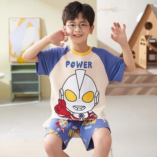 莫代尔儿童睡衣夏季薄款男童家居服套装大童夏天小男孩短袖空调服 商品图1