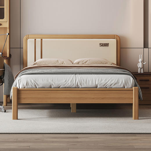 喜梦宝现代简约中国风卧室双人床家用套装组合 红檀系列 商品图0